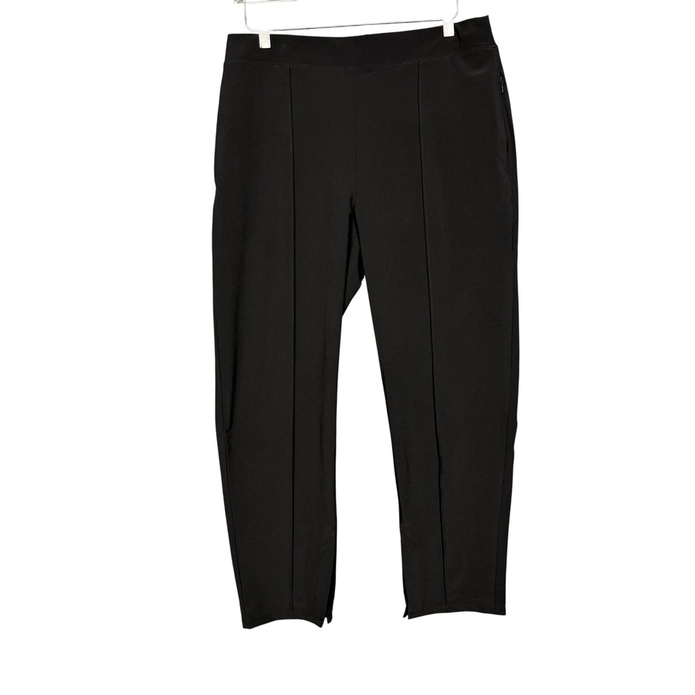 Chicos Pants 1.5 Womens 10 Black Pull On Straight Leg Side Zip Pockets Athletic